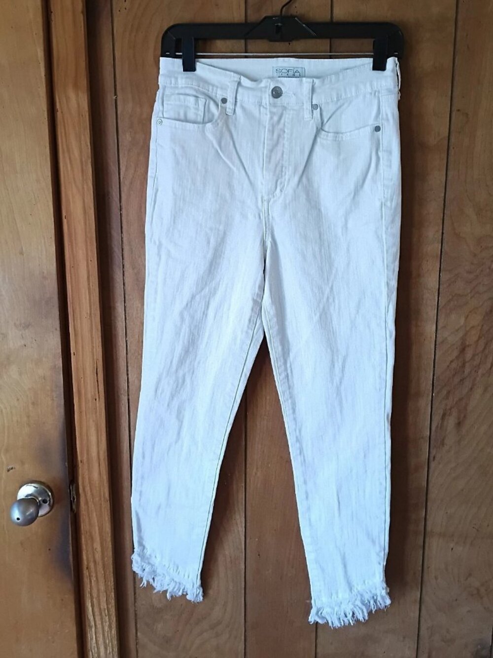 Sofia Jeans Rosa Curvy Ankle Jeans Womens Size 4 White Frayed Hem Stretch Denim